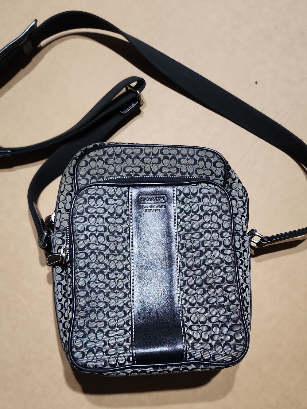 Coach Heritage Stripe Flight Leather Messenger Shoulder Bag